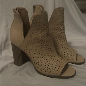Chic Tan Peep-Toe Booties